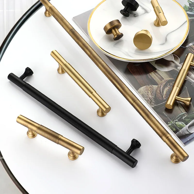 TB9022 Brass Handles Gold Black Cabinet Bar Handle Antique Drawer Knobs Closet Dresser Pulls Furniture Pull Handle