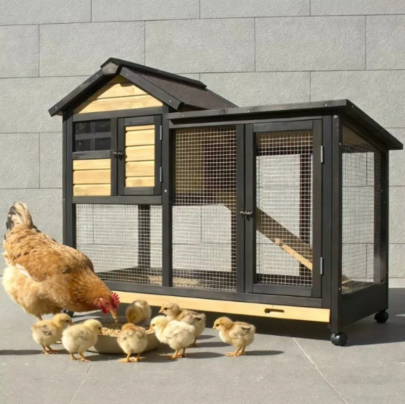 Luxury Solid Wood Double Layer Drawer Rabbit Cage, Anti Peeled Pet House for Cat Chicken Outdoor Enclosure Villa