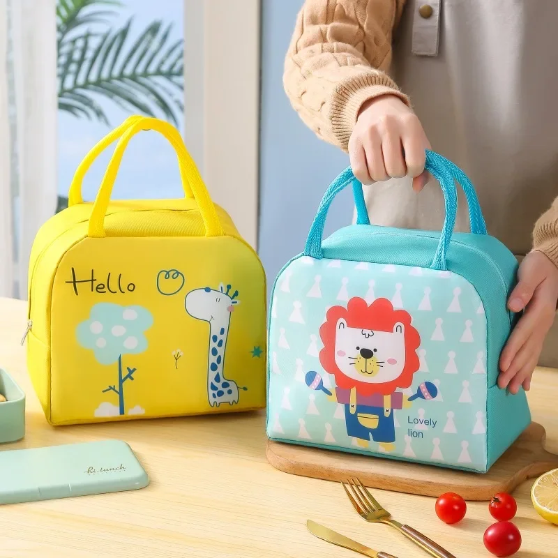 Cute Pet Cartoon Bento Bag Thermal Lunch Box with Rice Storage Ice Pack for School Work Travel - Portable Food Storage Bag