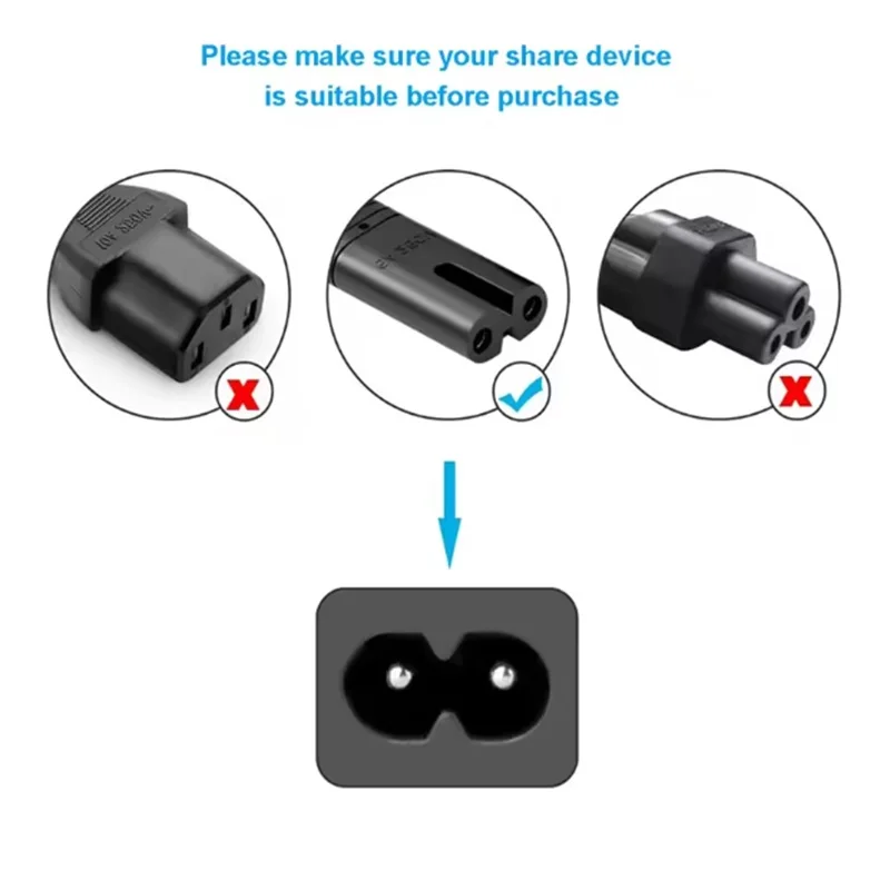 EU Plug 2pin IEC320 C7 US Power Cable Power Extension Cord For Dell Laptop Charger Canon Epson Printer Radio Speaker PS4 XBOX view 5