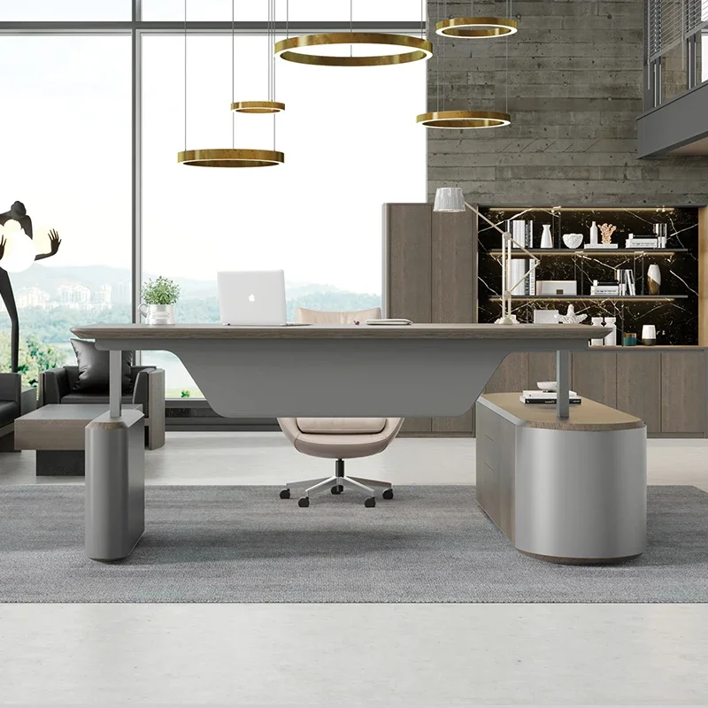 

-Custom Modern U-Shaped Iron Leg Office Furniture Computer Tables Executive Office and Home Writing Desk Wooden Desk for Office