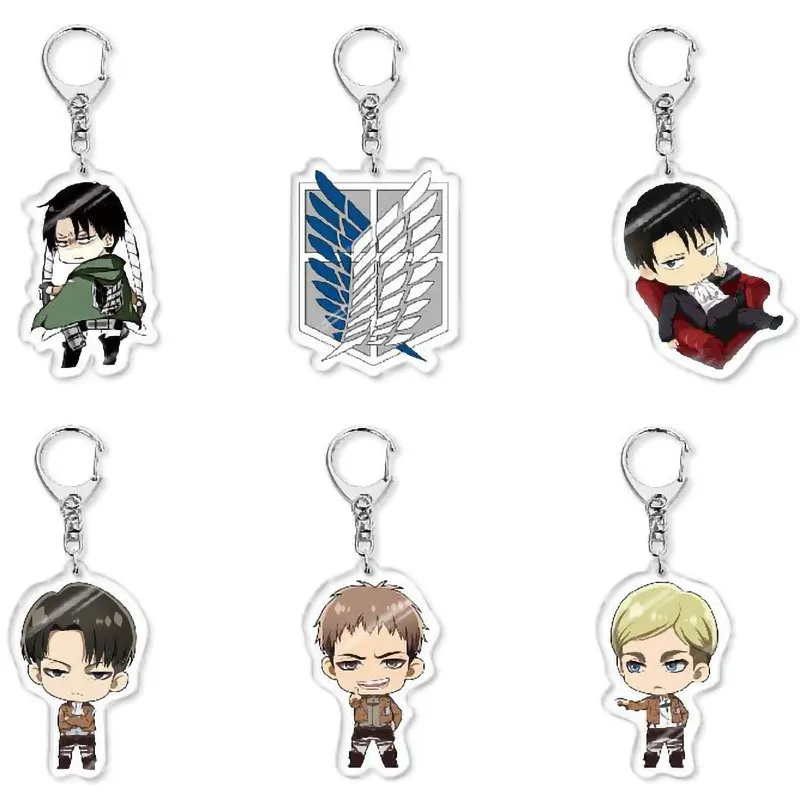 Attack On Titan Anime Merchandise Acrylic Figure Display Keychain Charms Eren Levi Captain Ymir Friends Girl Gift Accessories