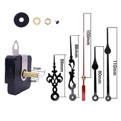 Long Shaft Clock Movement Mechanism with 2 Pairs of Hands Sets for Wall Clock Repair Parts Replacement