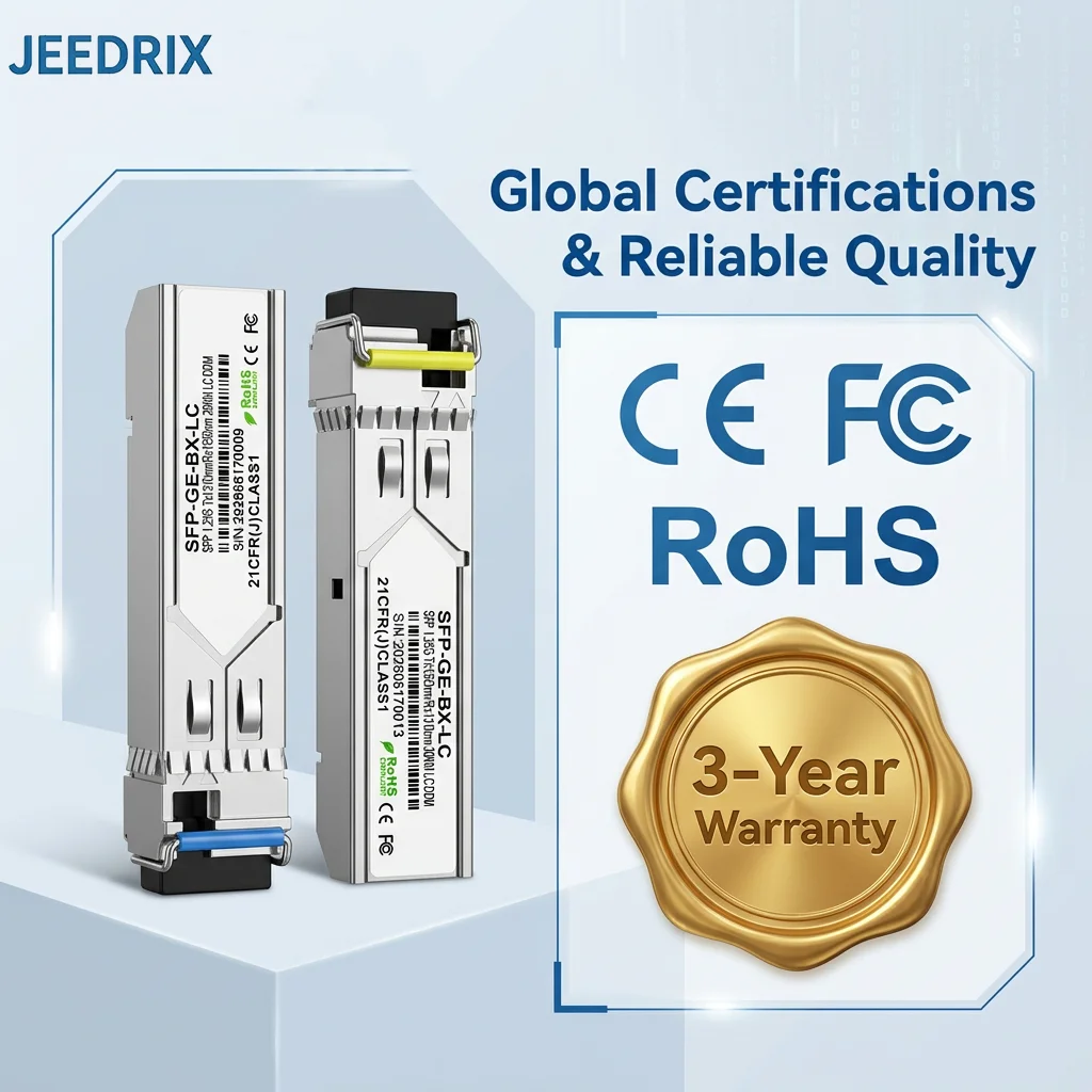1.25Gbps SFP BiDi Single Fiber Transceiver Module LC Simplex DDM 10km-80km Compatible For Cisco TP-Link SMC H3C Switch