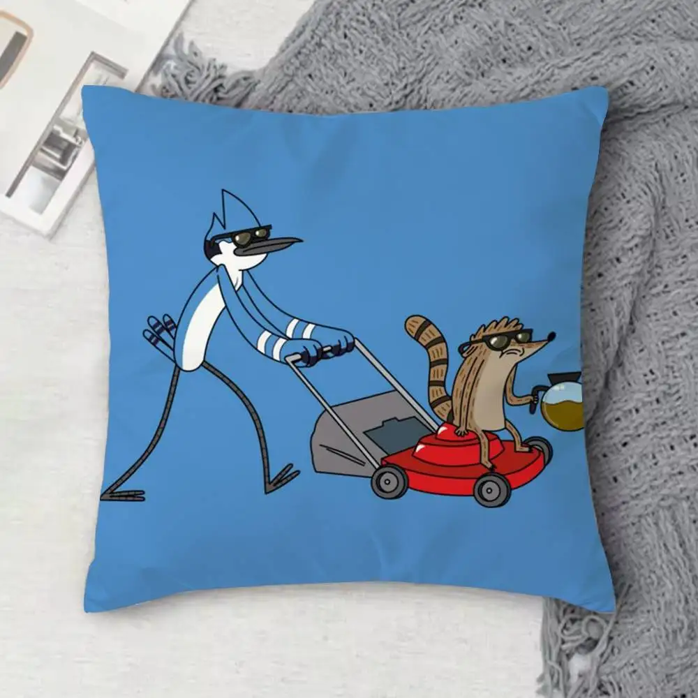 R-Regular Show Double-sided Printed Square Decorative Cushion Cover for Sofa Living Room Home Decor