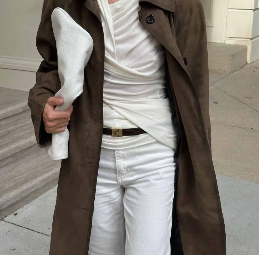 

2025 Spring Long Sleeve Brown Trench Jacket for Women's Casual Versatile Retro Style Temperament Womens Fashion Loose Thin Coat