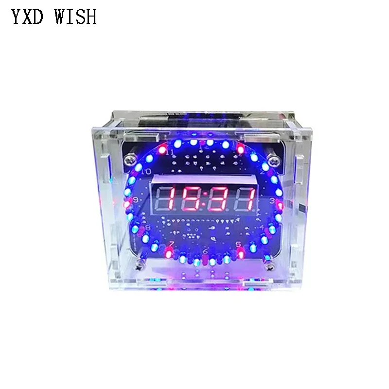 DS1302 Rotating LED Display Alarm Electronic Clock Module DIY KIT LED Temperature Display With Case For Arduino DIY Tools