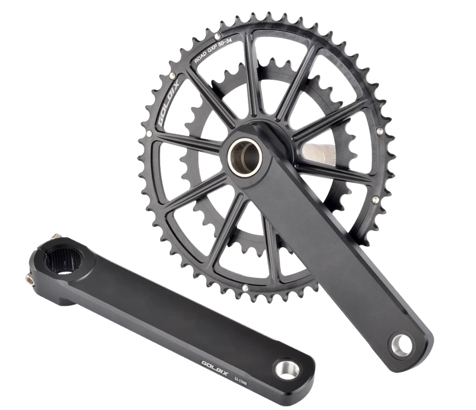 GOLDIX Rennrad-Kurbelgarnitur, 165/170/172,5/175 mm Länge, Aluminiumlegierung, geschmiedete Fahrradkurbel, Doppelkettenblatt, 50–34 Zähne/52–36 Zähne/53–39 Zähne – Detail 11