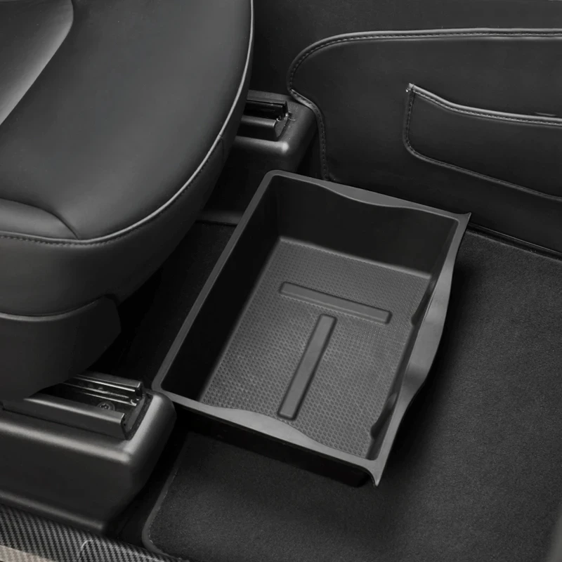 

For Tesla Model Y Under Seat Storage Box Cross-border TPE Push Pull T-style Storage Box Storage Accessories