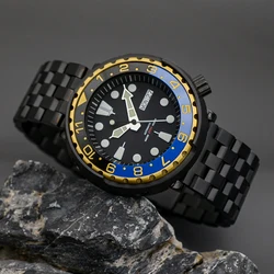 Black Tuna Case 20ATM Waterproof Sapphire Crystal Watch NH35 Japan Movement Luminous Dial Tuna Canned Diving Watch Men Watch