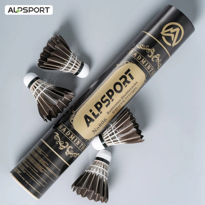 

ALP 806 Badminton Shuttlecocks 12Pcs Black Goose Feather Badminton Balls for Training Badminton Sports 77 76 Speed Shuttlecock