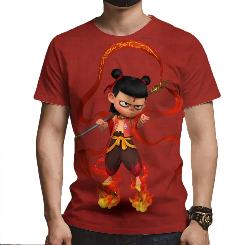 

2025 New Movie Ne Zha 2 3D Print T-Shirt Men Women Streetwear Summer Casual Short Sleeve Tops Trendy Crew Neck Kids Tees Tops
