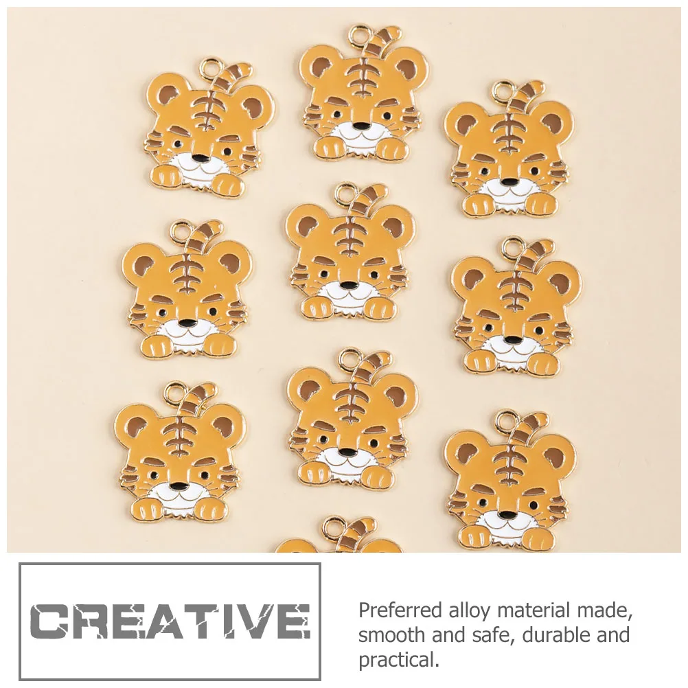 

10pcs Alloy Jewelry Accessories Smooth Durable DIY Tiger Head Pendant Metal Charm Bulk Cell Phone Making Charms Handmade
