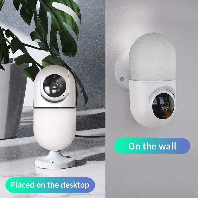 Telecamera di Sicurezza Interna Bianca con Visione Notturna HD1080P, Rilevamento Movimento, Montaggio a Parete e Telecomando - per Uso Domestico e Cortile