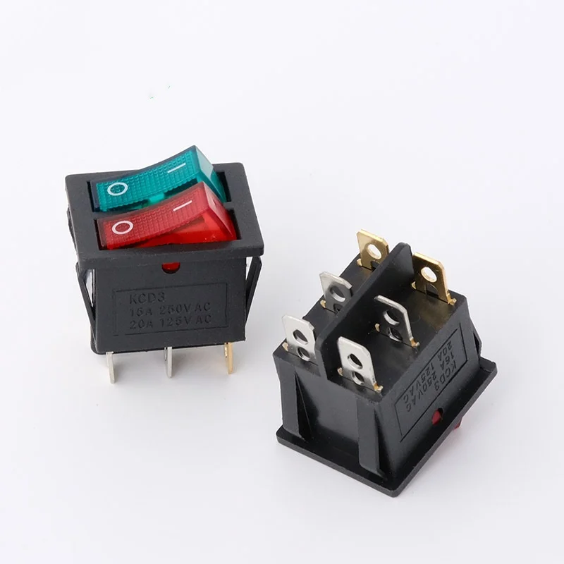1PCS KCD8 6PIN 16A 250V 20A 125V Double Light Switch Rocker Switch Waterproof ON-OFF Boat Power Switch
