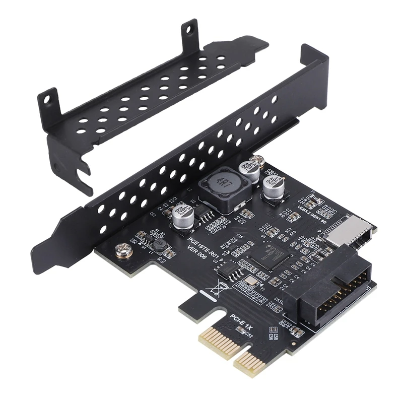 Top-PCI-E 1X To USB 3.2 GEN1 5Gbps 20Pin Front Panel Header (To Type-C Front Panel Header) Front Panel Connector Riser Card