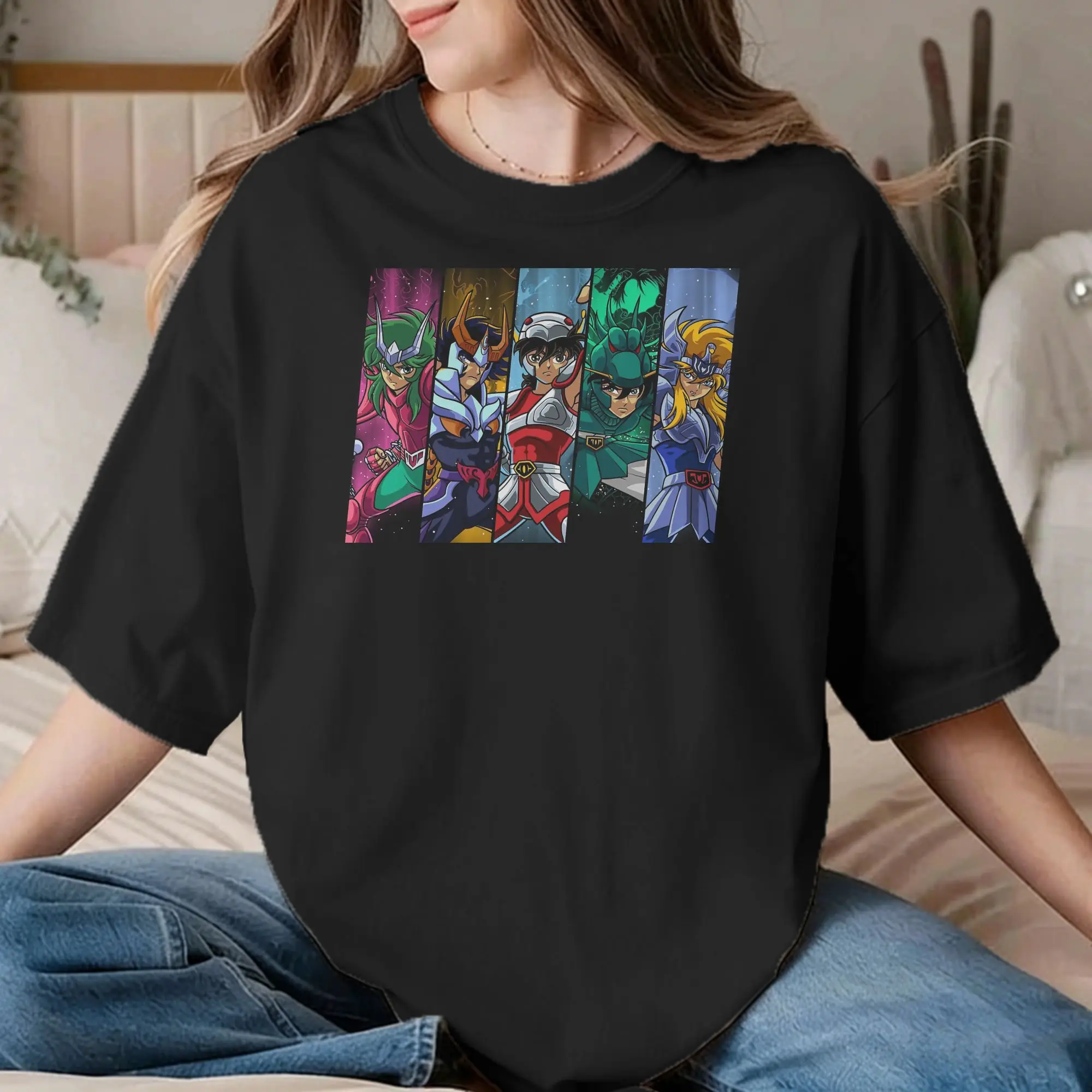 Men Women's Knights of The Zodiac T Shirt Anime Pure Cotton Clothing Hipster Short Sleeve Crewneck Tees Summer T-Shirt