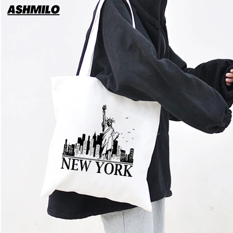 Women Shoulder Bag I Love Ny Shopping Bag Shopper Canvas Cotton Shopping Bag Bolsa Compra Sac Cabas Reusable Bolsas Ecologicas