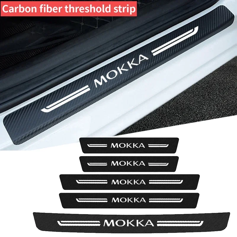 Carbon Fiber Car Threshold Plate for Opel MOKKA Logo 2023 Trunk Door Sill Protector Sticker Bumper Strips Scratch Guard Tape