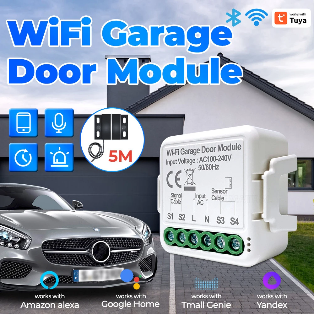 

Tuya WiFi Garage Door Remote Control Bluetooth Garage Door Opener Switch Opener Module Smart Life Control Via Alexa Google Home