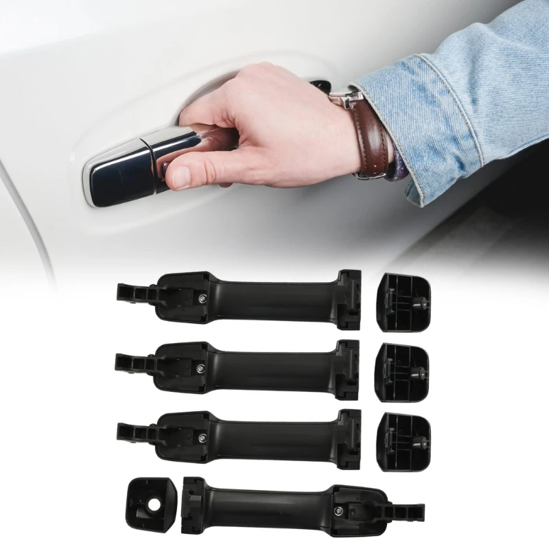 242A Exterior Door Handle Replacement Set of 4 with ABS Pulls, Screw-Mounted Structure, 1 Cover with an Opening, and 3 Blank