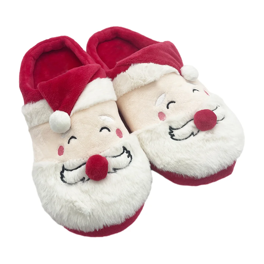 Thick Sole Christmas Slippers Women Men Indoor Warm Slipper Soft Plush Home Floor Lovers Winter Platform Shoes