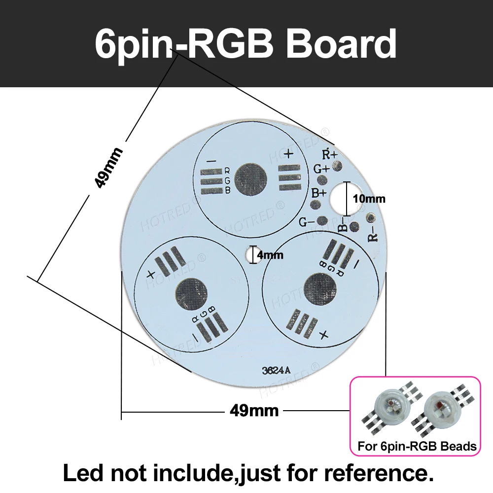 LED PCB Aluminum Base Plate 1/3/5W 3535 3X3W 3X1W 3*3W 6Pin RGB Board 32mm 46/49mm Installed Light Board Heatsink For Spot Light