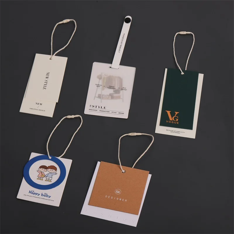 Custom..pieces.Luxury logo Low MOQ Custom ECO recyclable  with string rope swing embossed  printing Paper hang cl