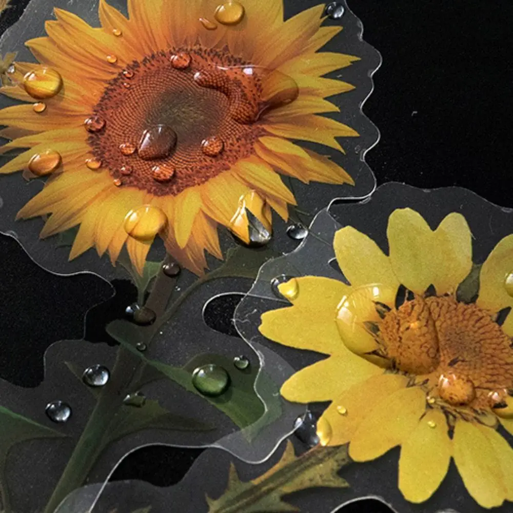 PET Vintage Decorative Sticker Vintage Plants and Poetry Series Retro Rose Sticker Flower Ins Styling Flowers Sticker