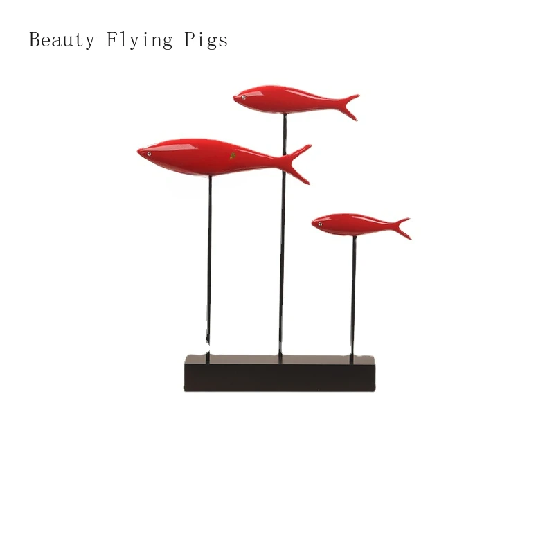 

Modern minimalist red goldfish decorations, home living room, entrance, lucky handicrafts, housewarming gifts Animal