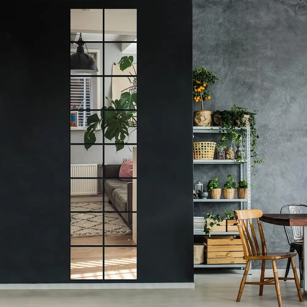 12 x 12 quadratische Glasspiegelfliesen, 16er-Pack, rahmenlose Wandspiegel für Heim-Fitnessstudio, Schlafzimmer, Tür und Badezimmerdekoration