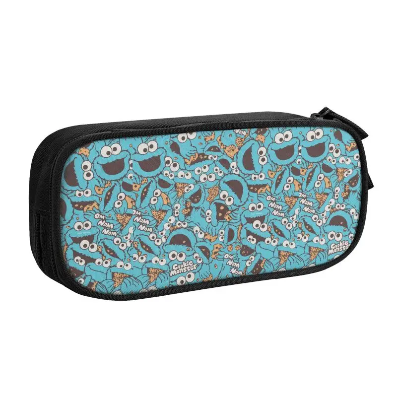 Imagem -02 - Cookie Monster Pencil Case para Meninos e Meninas Grande Capacidade Cartoon Sesame Street Pencil Pouch Material Escolar Personalizado