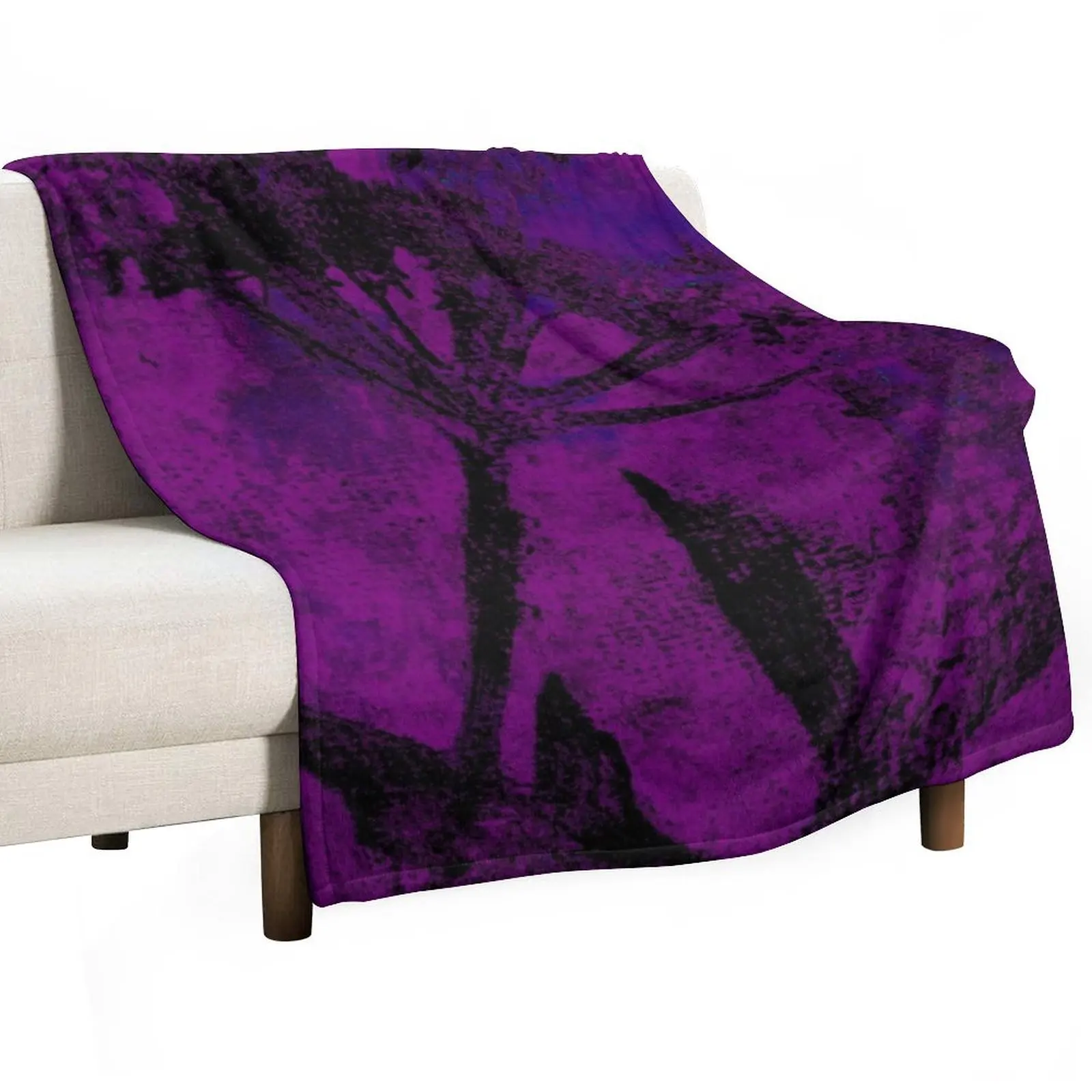 Purple Cow Parsley - wild flowers range Throw Blanket Decorative Throw Luxury Thicken Blankets