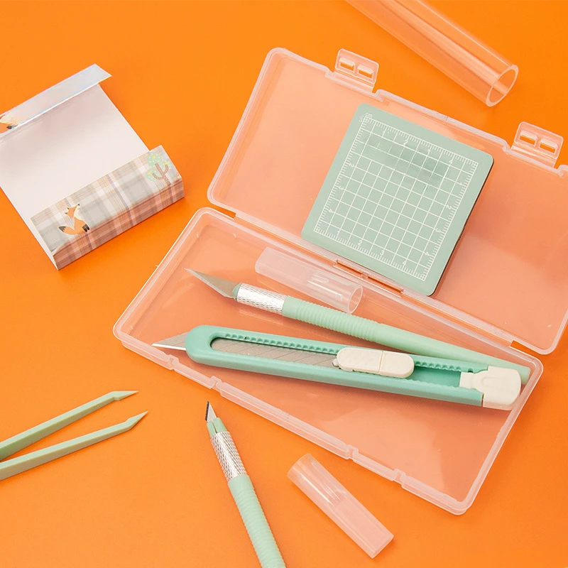 Knife cutting pad set Pen knife Carving knife utility knife Mint green cutting paper pad pointed tweezers tool
