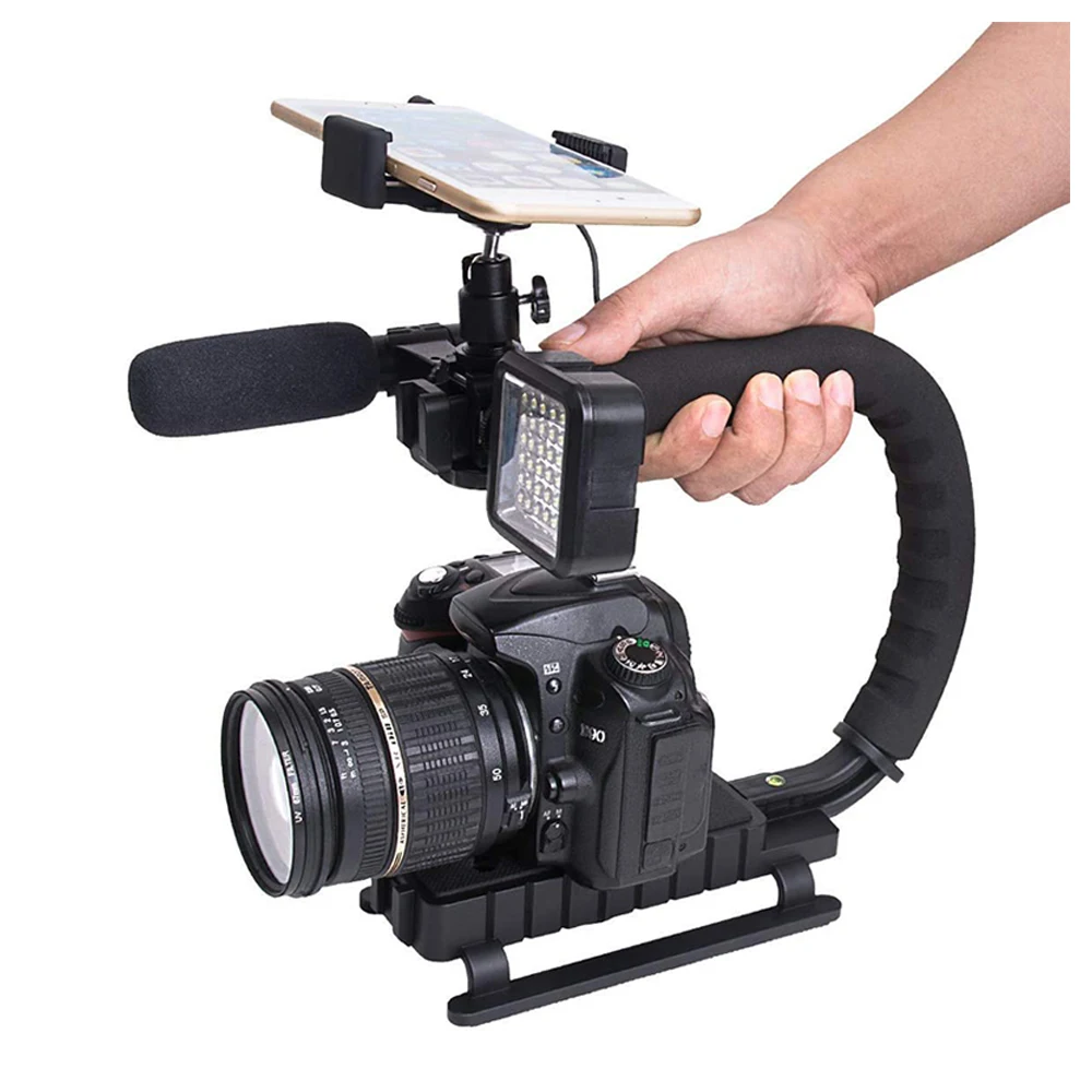 U/C Shaped Holder Grip Vlogging Video Handheld Stabilizer for DSLR Nikon Sony Camera and Light Portable SLR Steadicam for GoPro