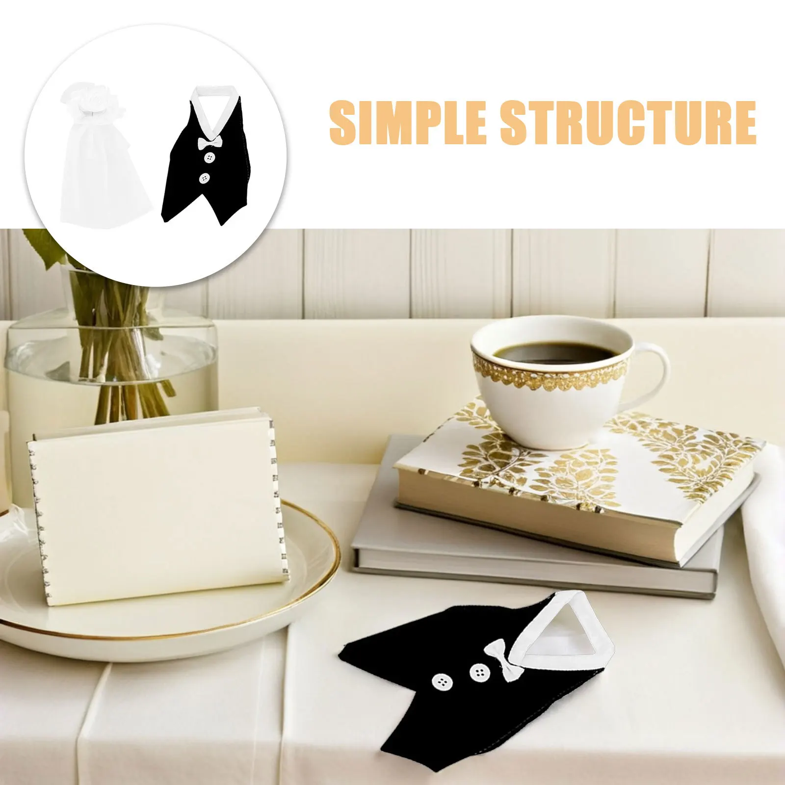 مجموعتان من أغطية زجاجات النبيذ للعروس والعريس لحفلات الزفاف وحفلات الزفاف والخطوبة والاستقبال وأغطية زجاجات النبيذ المزخرفة #5