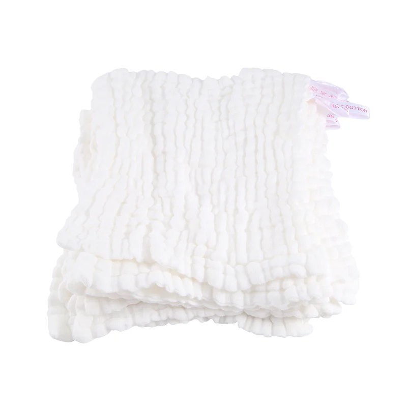 

B78B-Baby Muslin Bath Towels, 10 Pack Of Reusable Soft Absorbent Cotton Baby Face Towel, For Baby's Delicate Skin White
