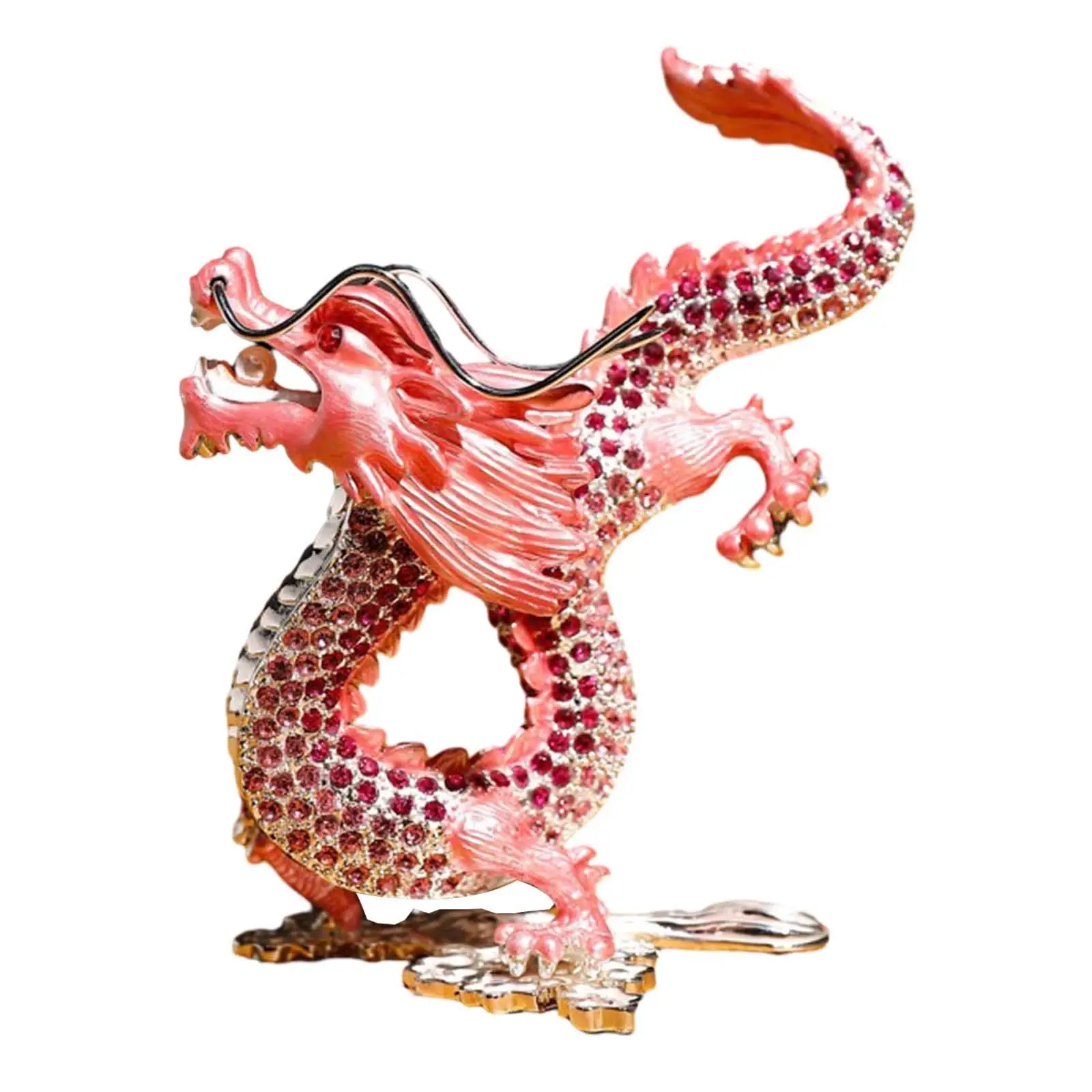 Mini Dragon Figurine Crafts Chinese New Year Decoration Alloy Dragon Figurine for Office Bedroom Desk Bookshelf Entrance Cabinet