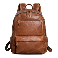 Nesitu Highend A4 Vintage Brown Black Top Grain Genuine Leather 14'' Laptop Women Men Backpack Male Travel Bag Schoolbag M30195