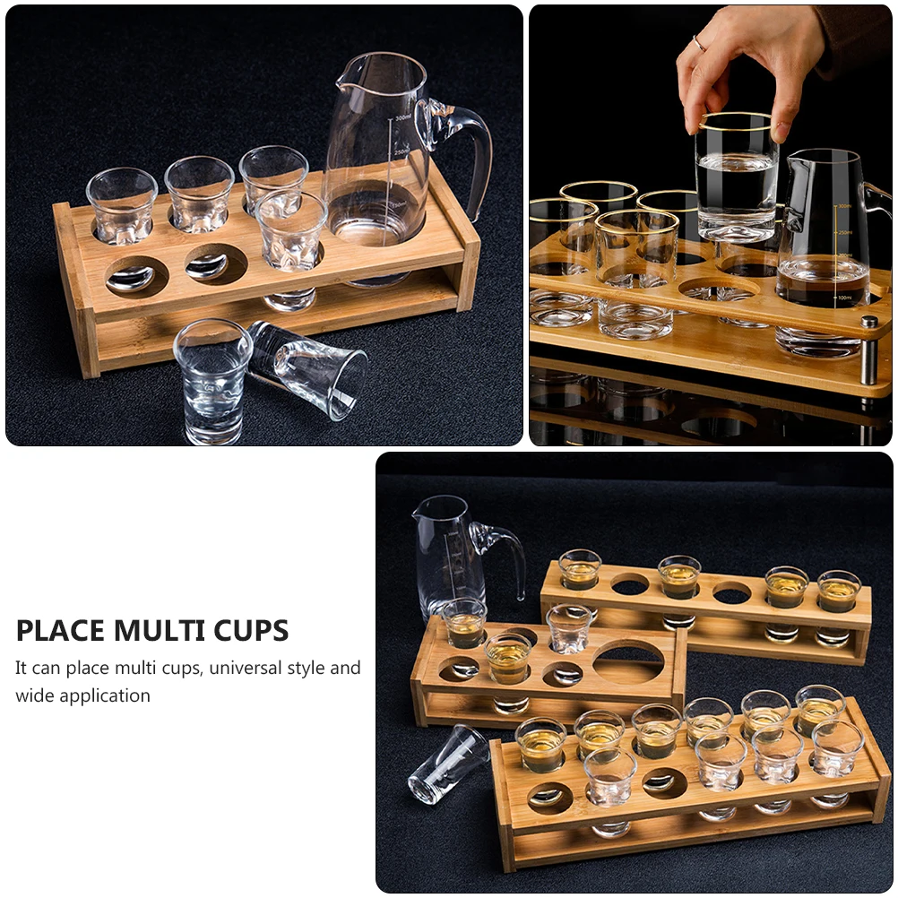 

Bamboo Cup Holder Wine Glass Rack Whiskey Glasses Storage Multi Holes Shot Glass Display Home Kitchen Pantry Saves Space Wide