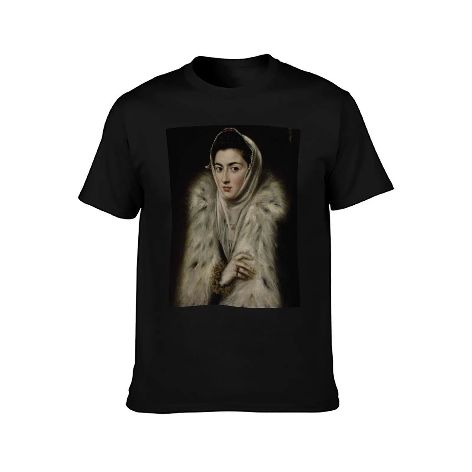 El Greco – Lady in a Fur Wrap T-Shirt Basic Simple Casual Short Sleeve Tee