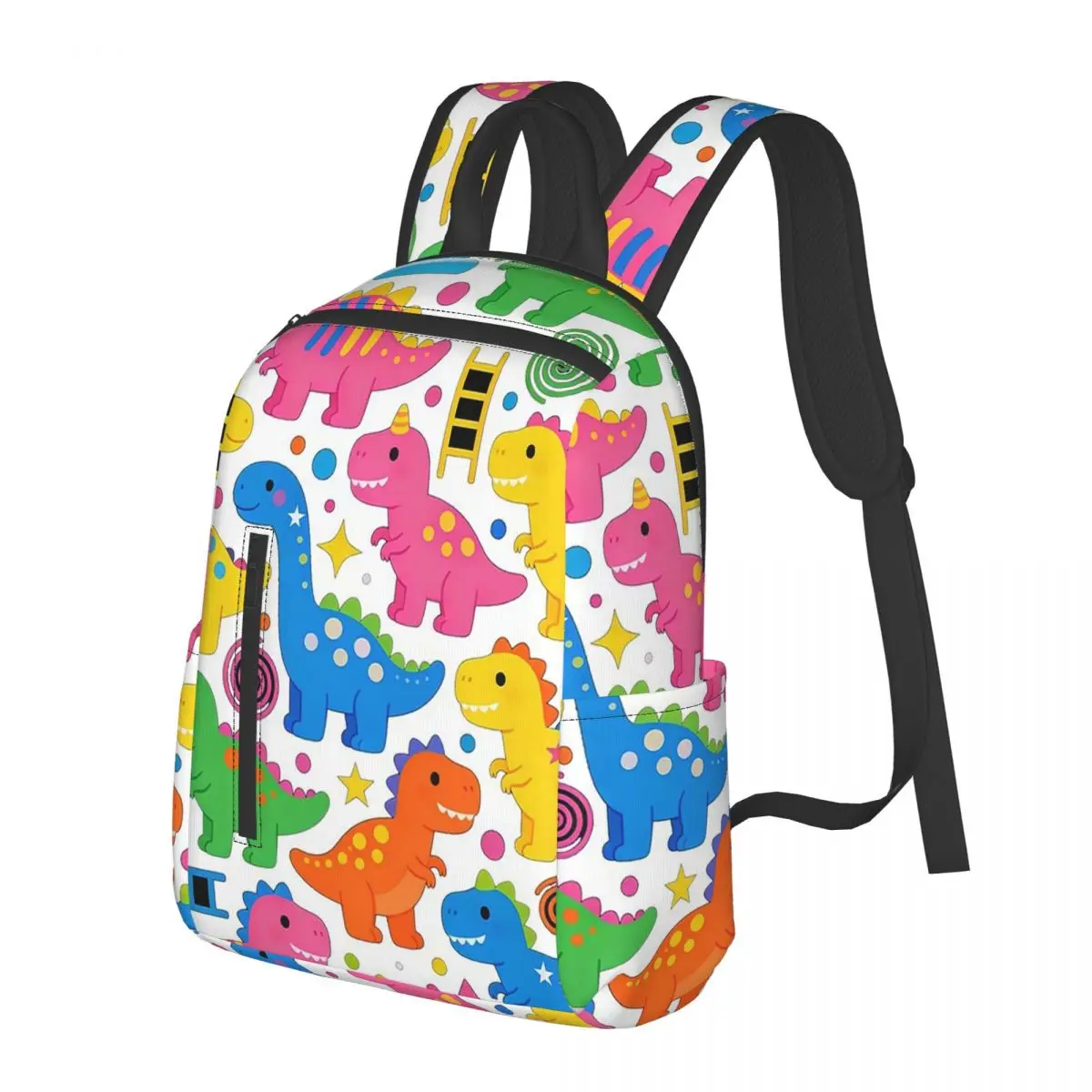 

Cute Neon Dinosaur Pattern Student Backpack School Bag Hiking Travel Daypack for Boys Girls Bookbag Shoulder Bags