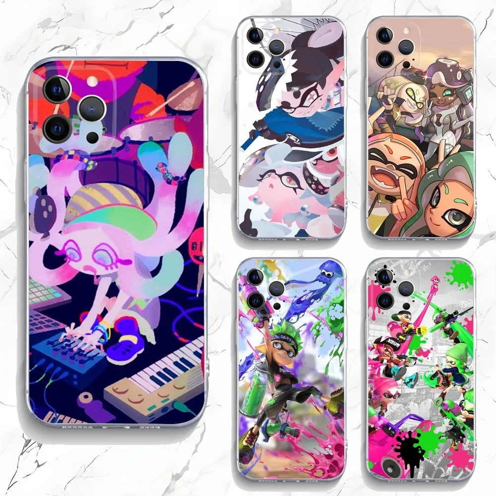 

Game S-Splatoon Phone Case For iPhone 15,14,13,12,11 Plus,Pro,Max,XR,XS,X,7,8 Plus,SE,Mini Transparent Silicone Soft