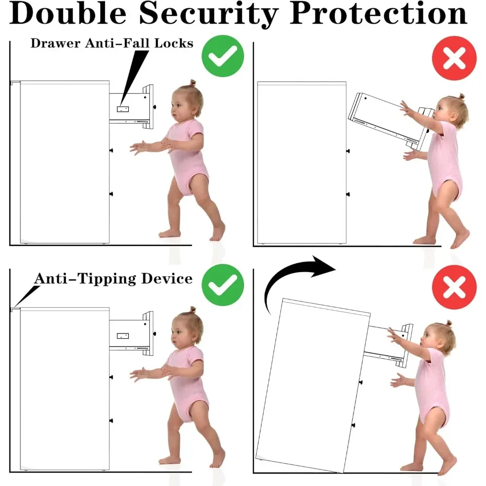 6 Drawer Dresser White and Gold, Tall Dresser for Bedroom, Wood Storage Cabinet, Storage Solution for Entryway and Hallway