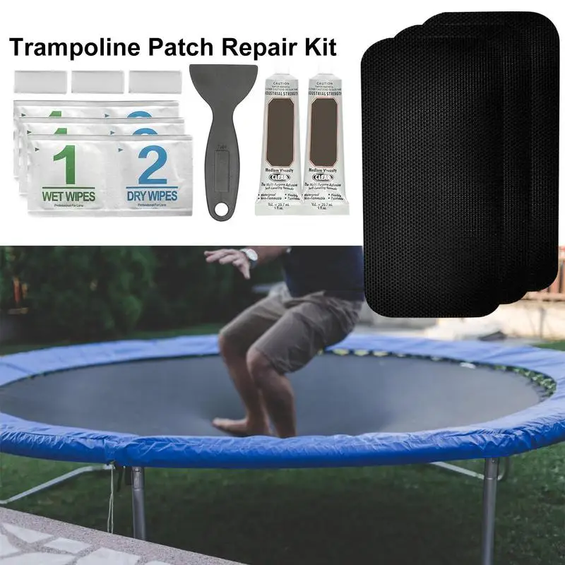 12pc Trampoline Patch Repair Kit Rectangular Large Size Trampoline Mat Repair Set For Tear Or Hole Fixing Wear-resistant