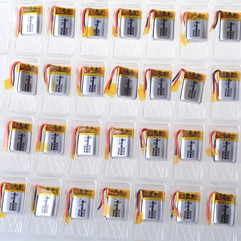 充電式リチウムイオンポリマー電池、3.7v、380mah、902025