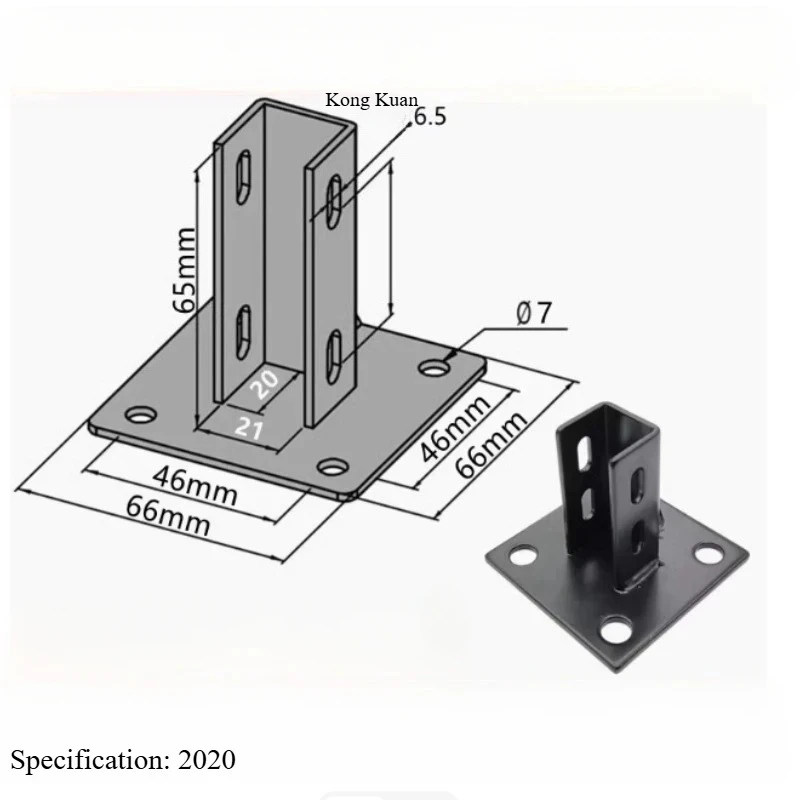 40404080 Aluminum profile square foot fence fixed base 202/3030
