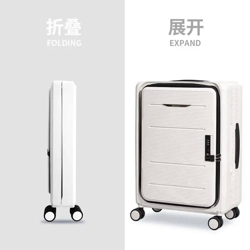 Foldable Front Fastening Luggage Women's Retro Boarding Password Suitcase Storage Multifunctional Trolley Case