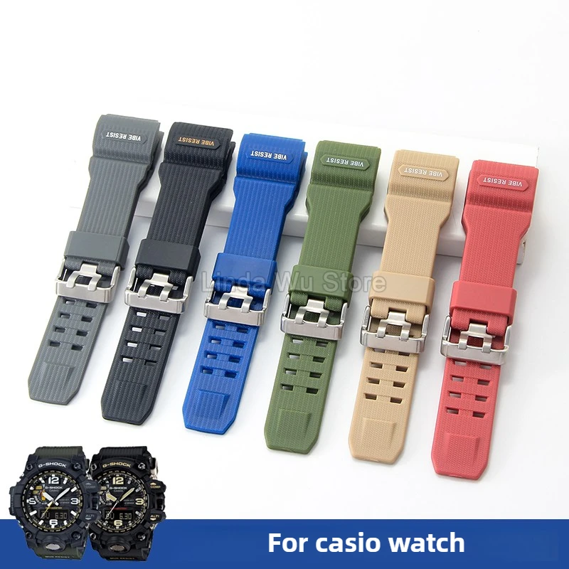 Pulseira de relógio de silicone para casio g-shock azul vermelho verde pulseira grande lama rei GWG-1000GB série preto ouro resina anti-alergia