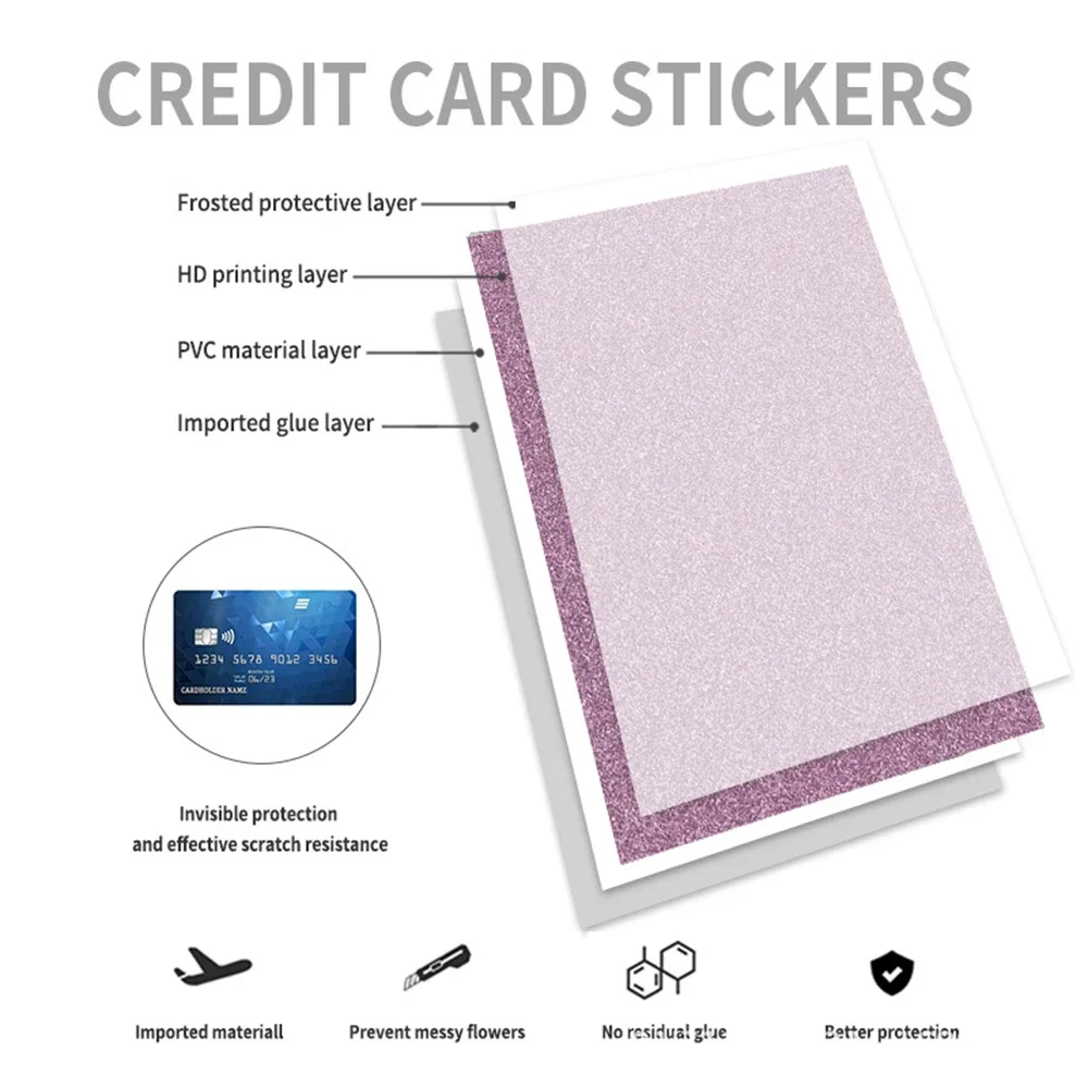 4 pezzi/set adesivi decorativi per carte di credito adesivi per protezione della pelle per carte bancarie/debite/ATM adesivo antiscivolo